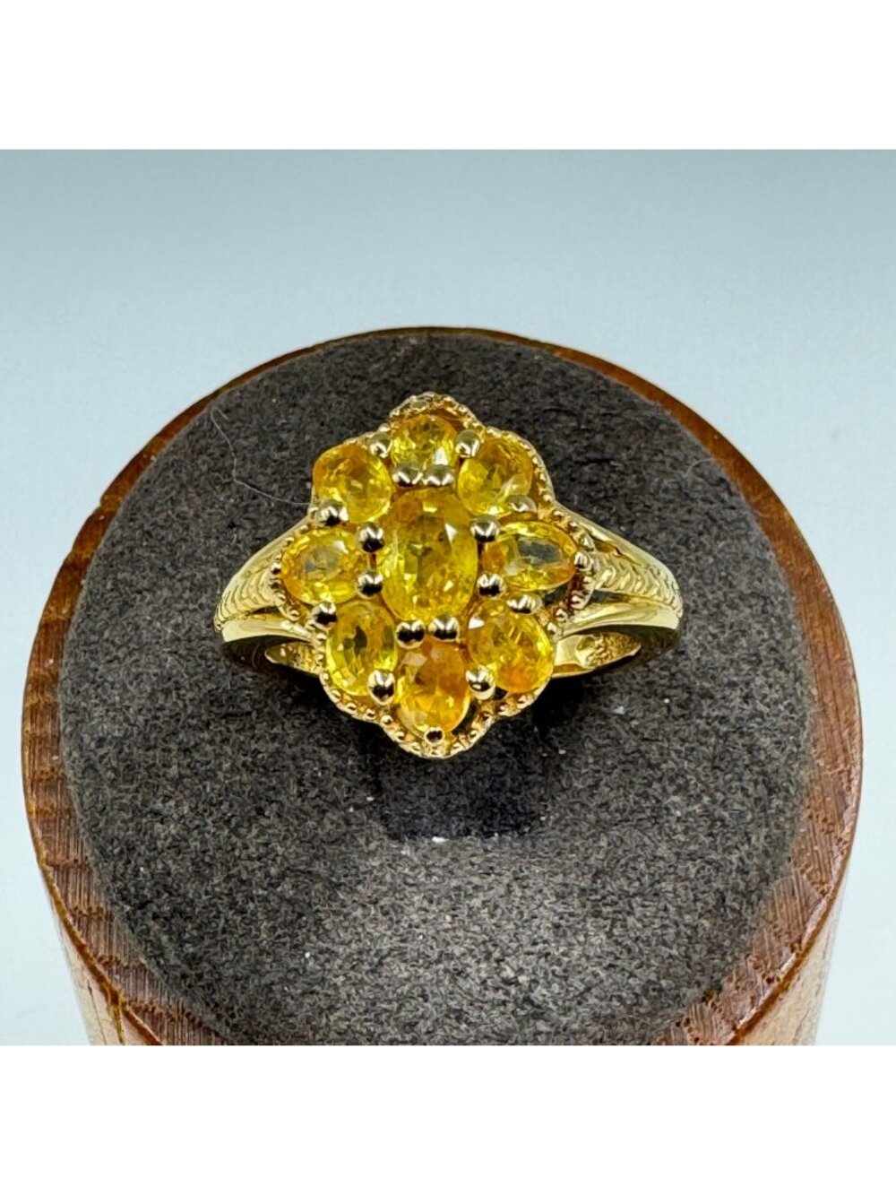D'Joy Gold Over Sterling Silver 925 Citrine Prong Set Cluster Ring Size 7
